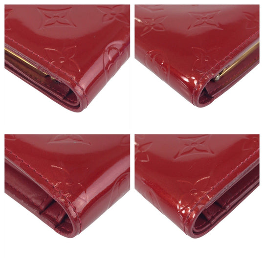 LOUIS VUITTON Bifold Wallet M93528 enamel Red Gold Metal Folding wallet Compact wallet Vernis Portefeuille Viennoiserie Women Used Authentic