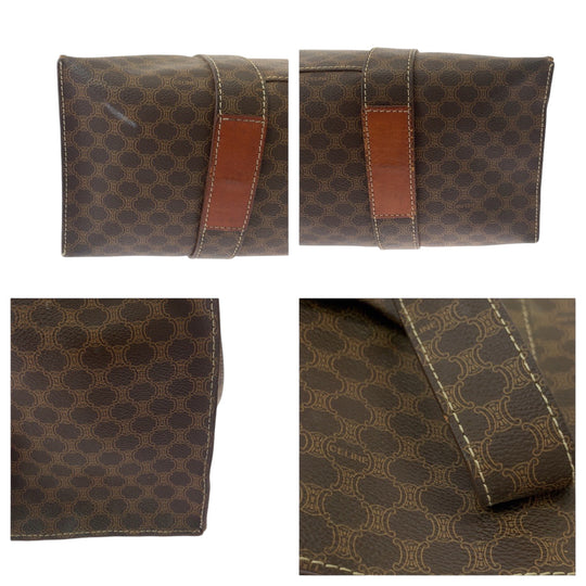 CELINE Tote Bag MC96 PVC Brown Gold Metal Tote Bag Shoulder Bag Macadam Pattern Women Used Authentic