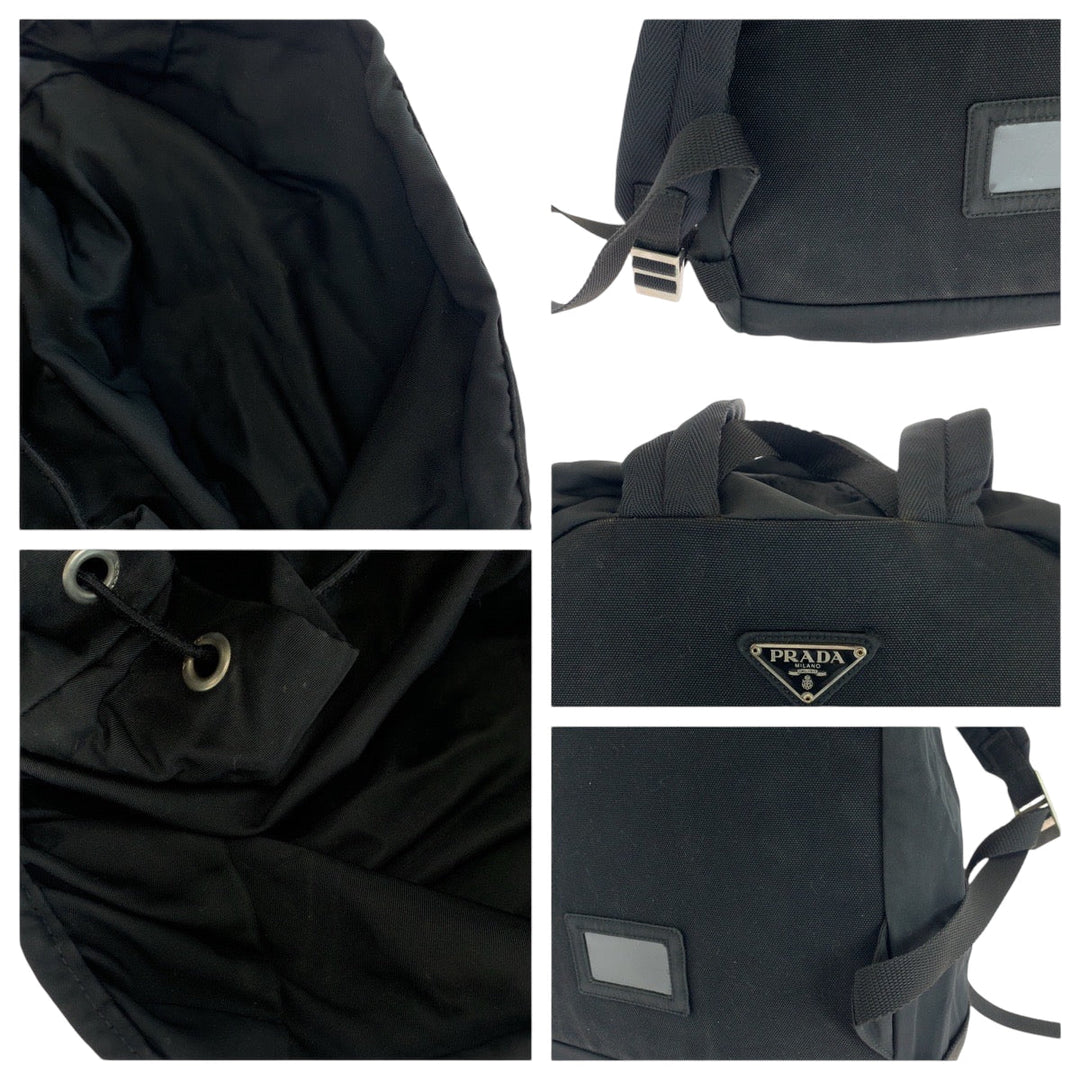 PRADA Backpack V135 Nylon black Test Triangle With logo