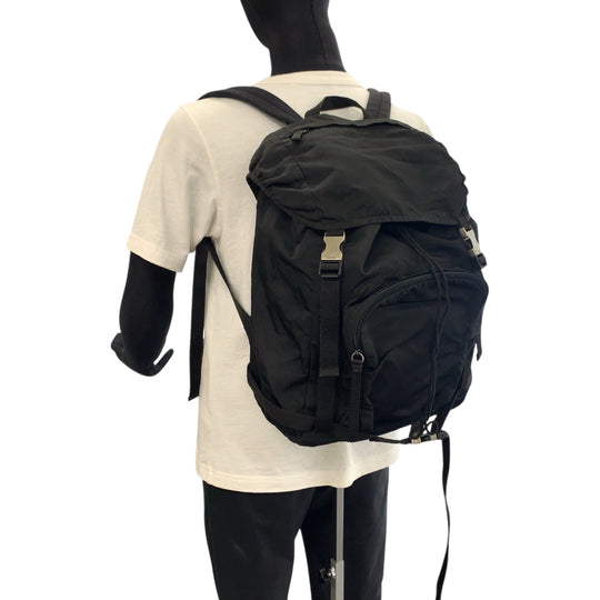 PRADA Backpack V135 Nylon black Test Triangle With logo