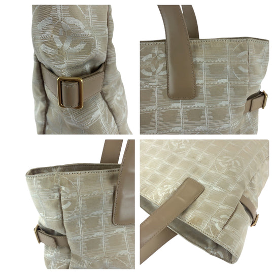 CHANEL Tote Bag Nylon Pink Beige Gold Metal Tote Bag Shoulder Bag New travel line GM COCO Mark Women Used Authentic