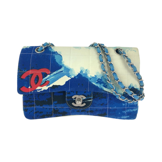 CHANEL Shoulder Bag canvas blue 2002 Surfline Chocolate Bar COCO Mark Turnlock