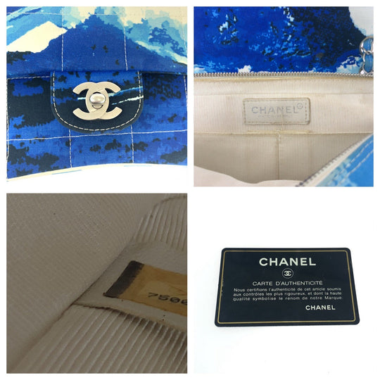 CHANEL Shoulder Bag canvas blue 2002 Surfline Chocolate Bar COCO Mark Turnlock