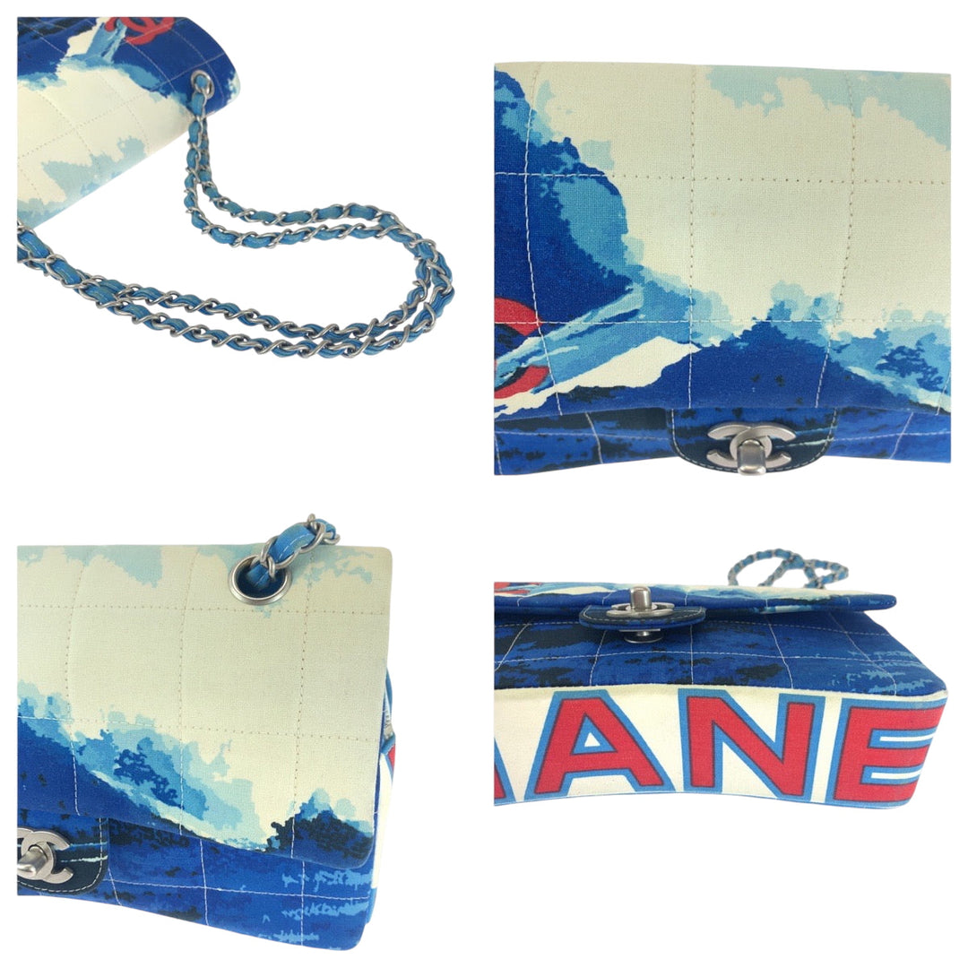 CHANEL Shoulder Bag canvas blue 2002 Surfline Chocolate Bar COCO Mark Turnlock