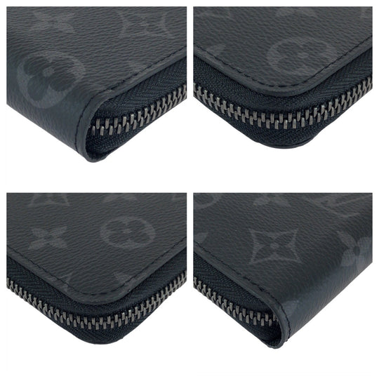 LOUIS VUITTON Long Wallet Purse M62295 PVC black Long Wallet Purse Monogram Eclipse Zippy Wallet Vertical mens Used Authentic