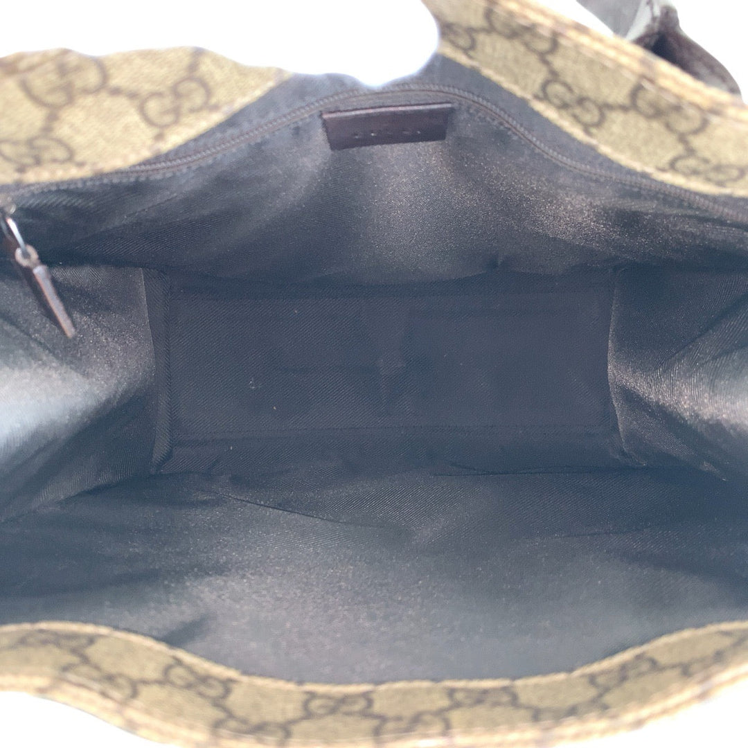 GUCCI Tote Bag 91249 GG Supreme Canvas Brown Silver Metal