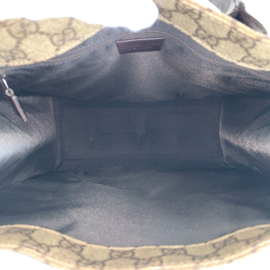 GUCCI Tote Bag 91249 GG Supreme Canvas Brown Silver Metal
