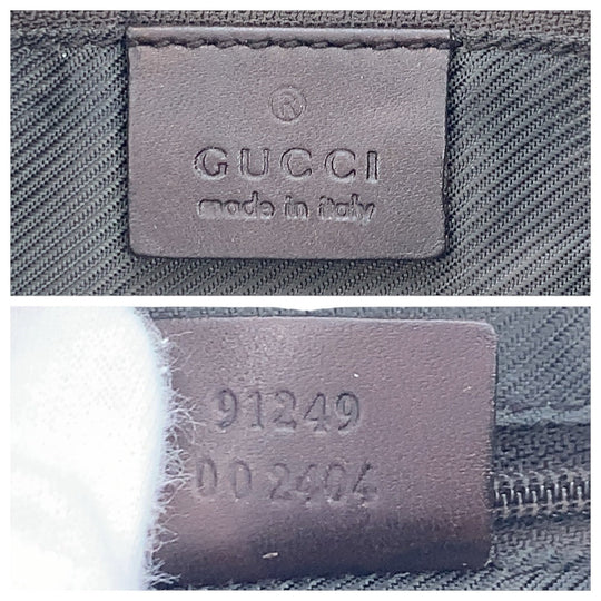 GUCCI Tote Bag 91249 GG Supreme Canvas Brown Silver Metal