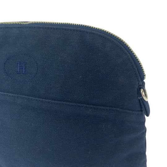 HERMES Pouch canvas Navy Bored