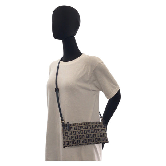 FENDI Shoulder Bag canvas gray Zucchino