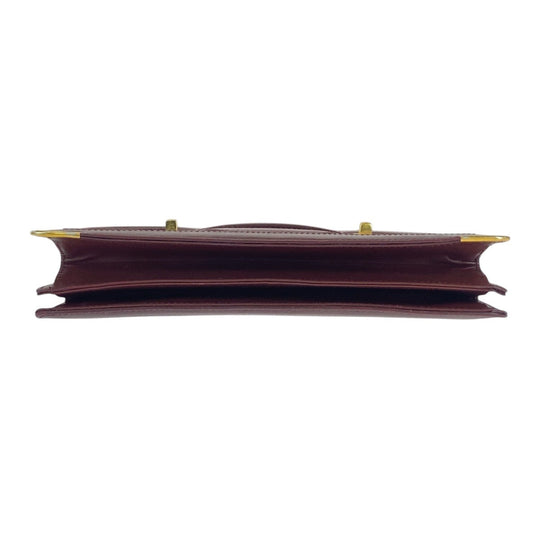 CARTIER Shoulder Bag Suede Bordeaux Gold Metal Must de Cartier