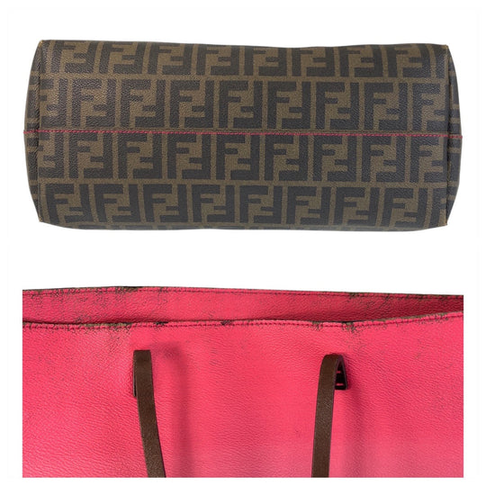 FENDI Tote Bag 8BH185 leather Pink brown Zucca