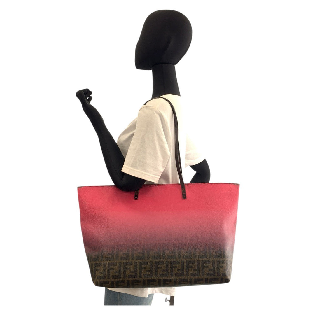 FENDI Tote Bag 8BH185 leather Pink brown Zucca