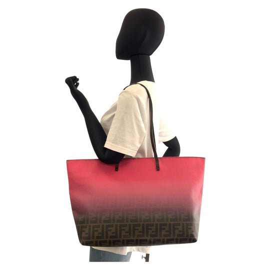 FENDI Tote Bag 8BH185 leather Pink brown Zucca