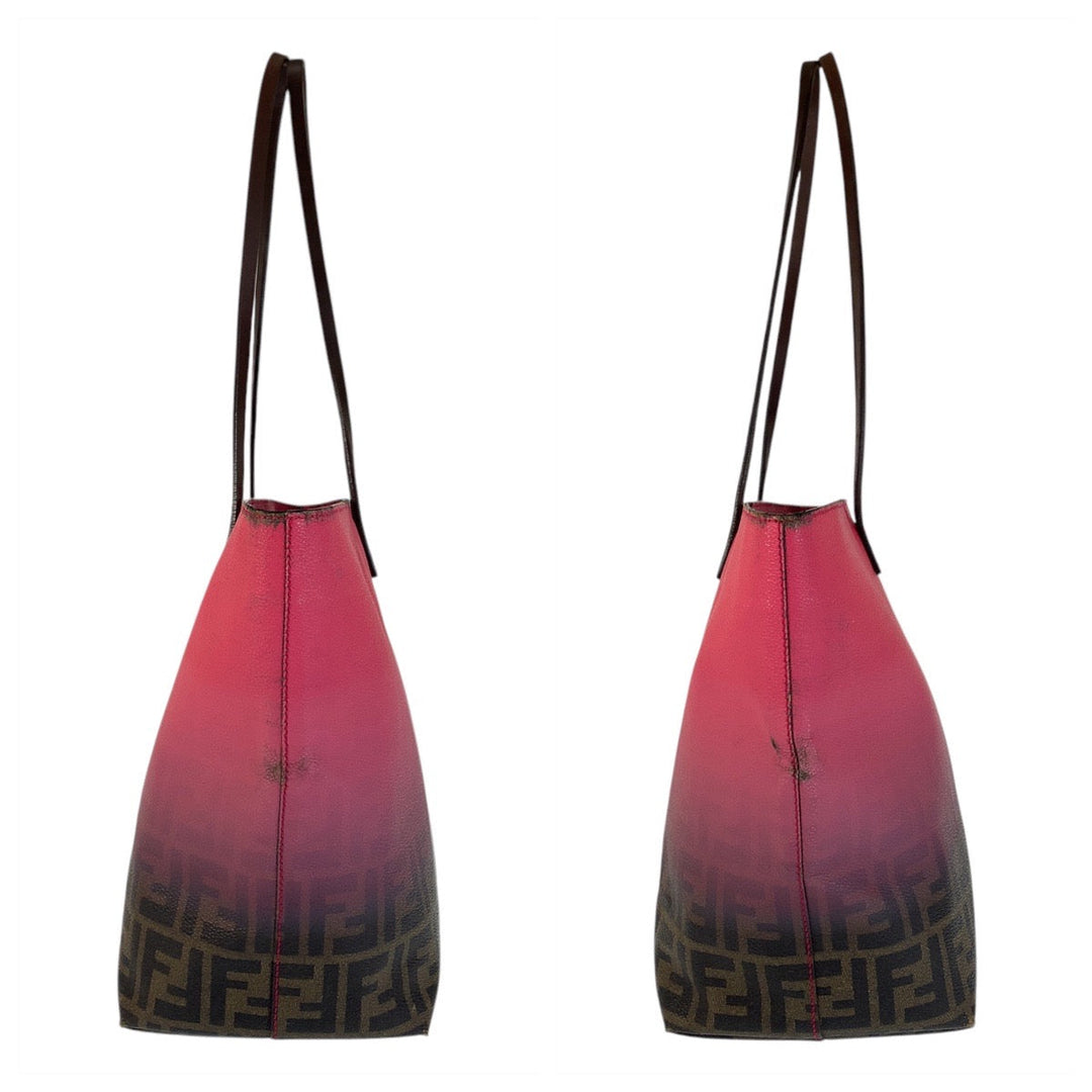 FENDI Tote Bag 8BH185 leather Pink brown Zucca