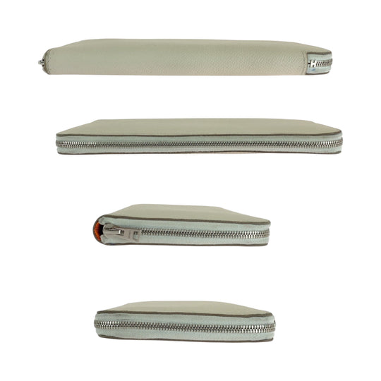 HERMES Long Wallet Purse Epsom white Azap long silk in