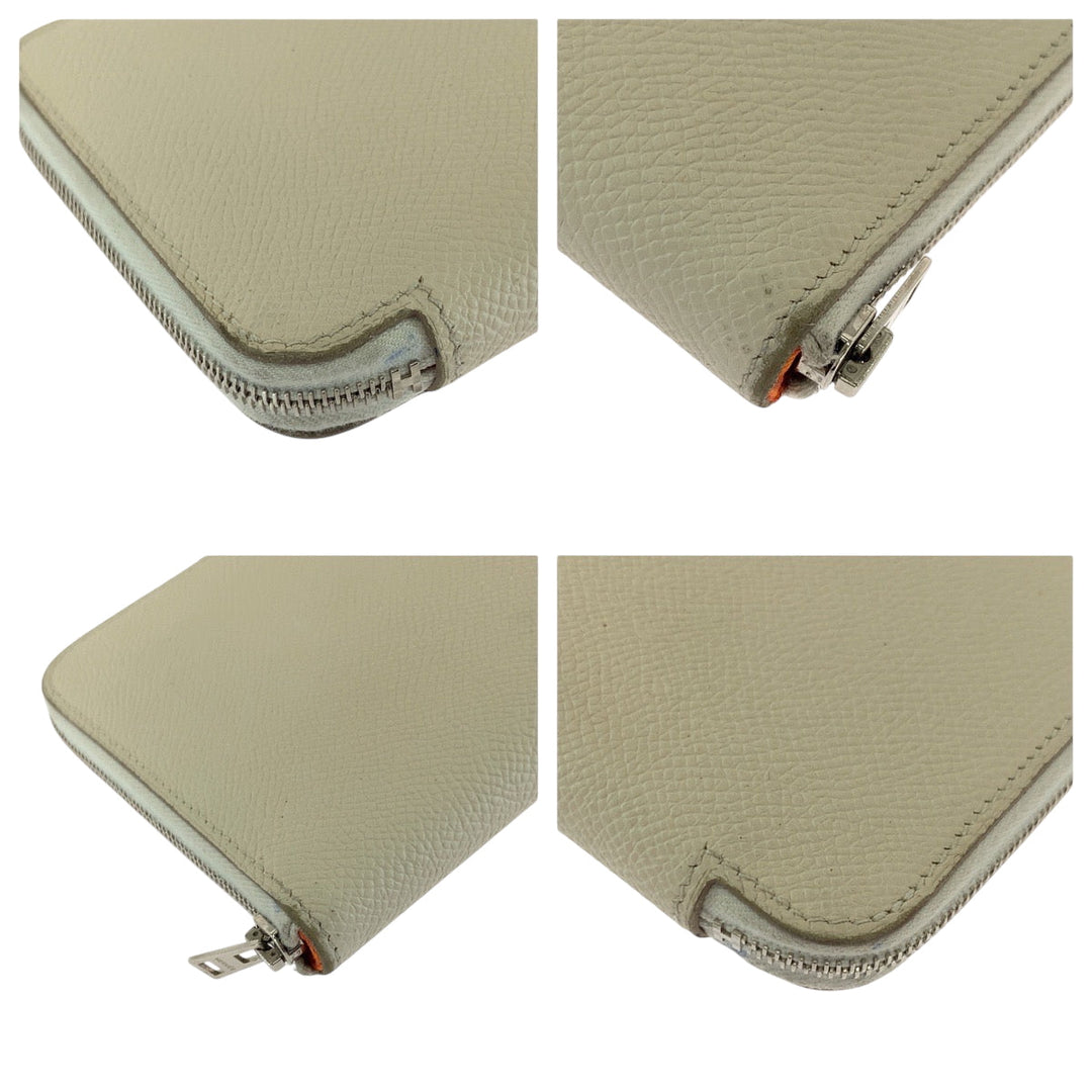 HERMES Long Wallet Purse Epsom white Azap long silk in