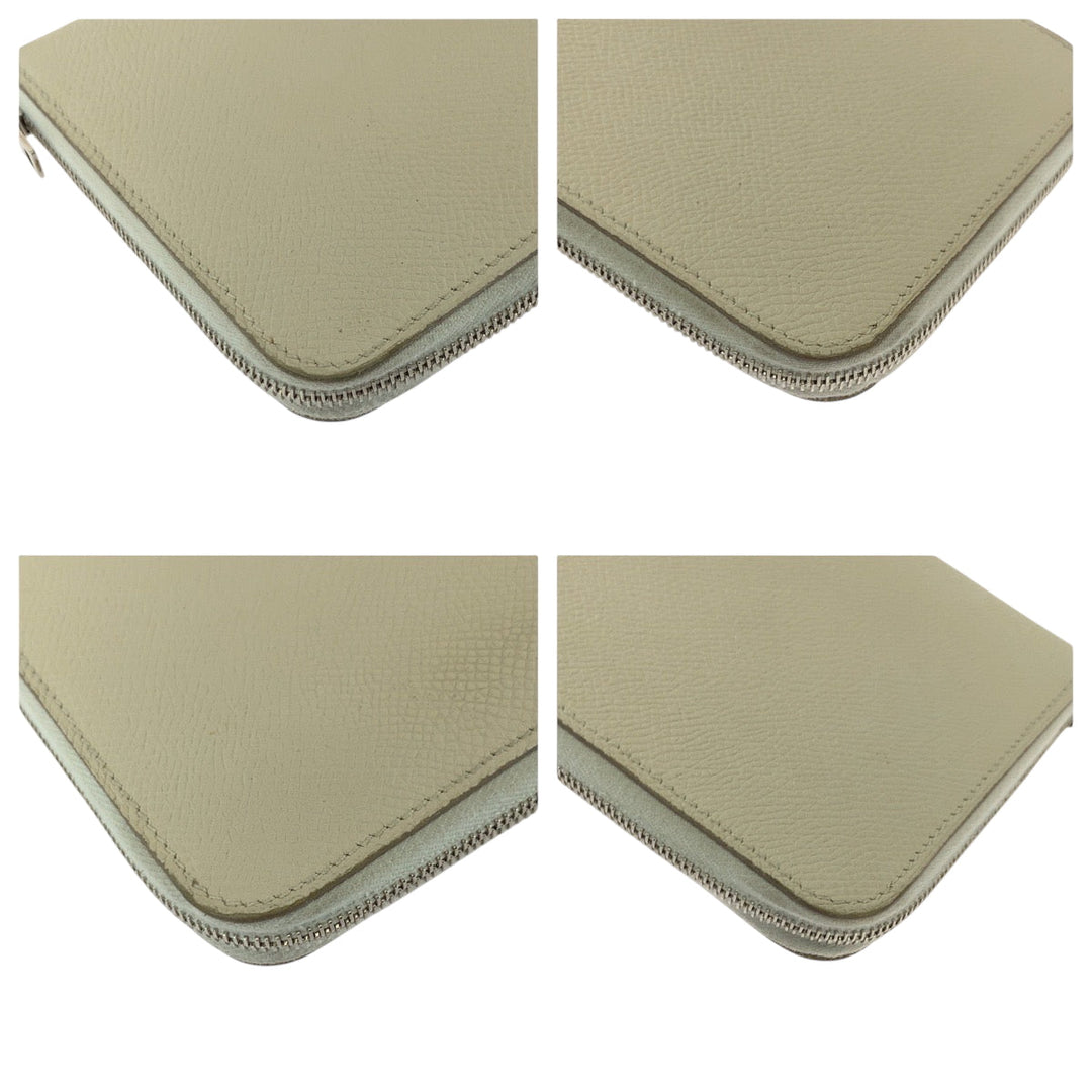 HERMES Long Wallet Purse Epsom white Azap long silk in