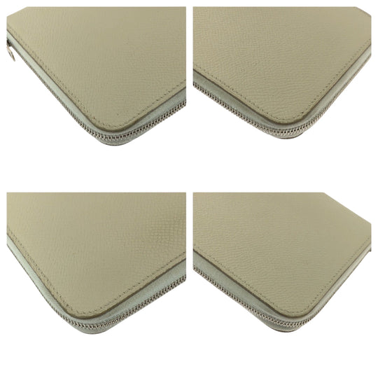 HERMES Long Wallet Purse Epsom white Azap long silk in