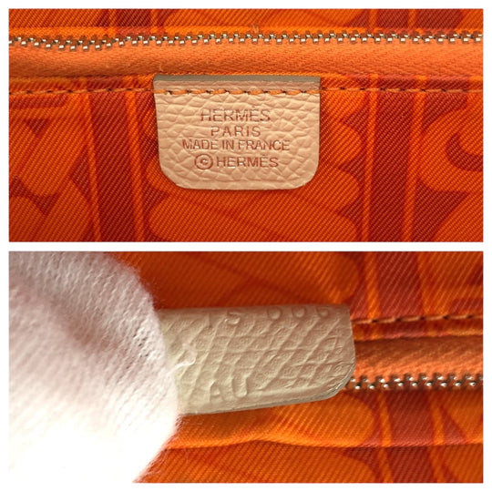 HERMES Long Wallet Purse Epsom white Azap long silk in