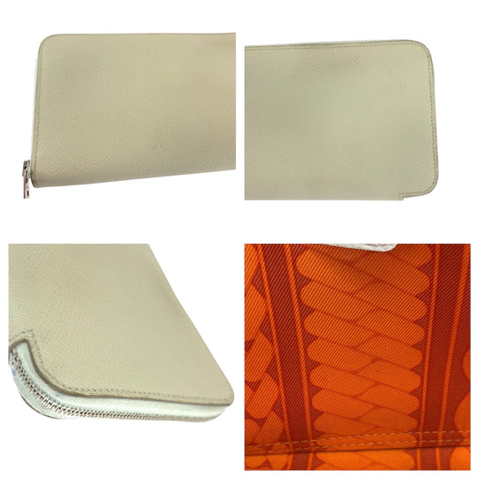 HERMES Long Wallet Purse Epsom white Azap long silk in