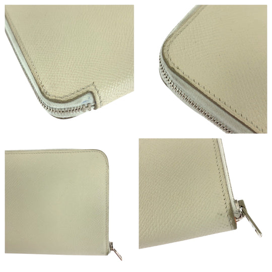 HERMES Long Wallet Purse Epsom white Azap long silk in