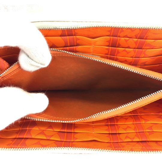 HERMES Long Wallet Purse Epsom white Azap long silk in