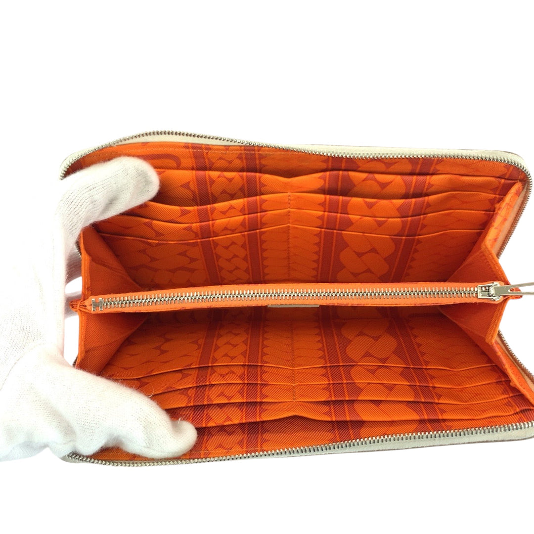 HERMES Long Wallet Purse Epsom white Azap long silk in