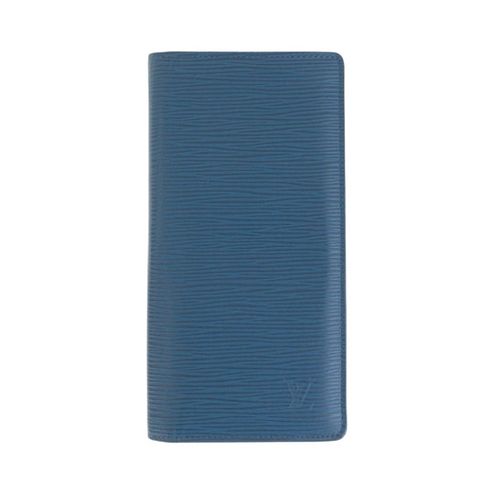 LOUIS VUITTON Long Wallet Purse M60616 leather blue Long Wallet Purse Epi Portefeuille Braza mens Used Authentic