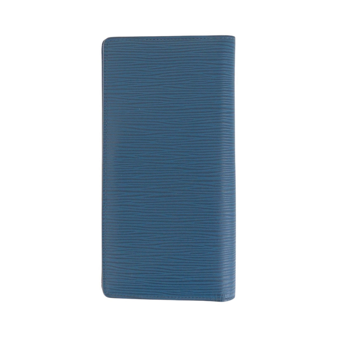LOUIS VUITTON Long Wallet Purse M60616 leather blue Long Wallet Purse Epi Portefeuille Braza mens Used Authentic