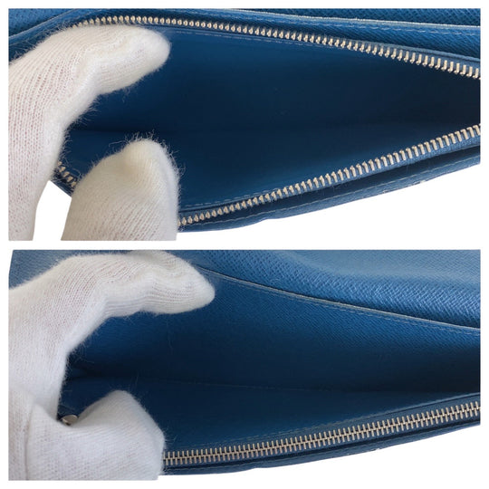LOUIS VUITTON Long Wallet Purse M60616 leather blue Long Wallet Purse Epi Portefeuille Braza mens Used Authentic