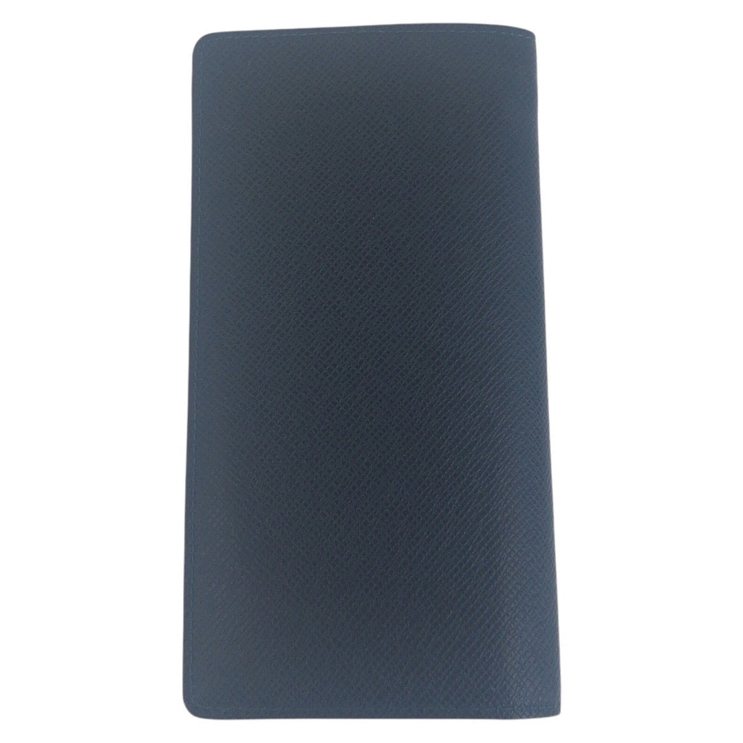 LOUIS VUITTON Long Wallet Purse M30501 leather Navy SilverMetal Long Wallet Purse Taiga Portefeuille Braza mens Used Authentic