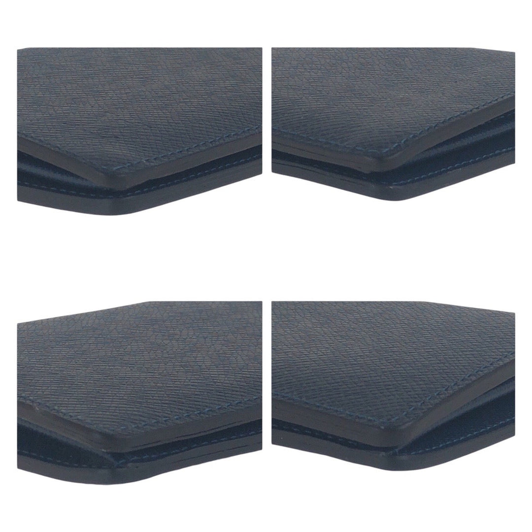 LOUIS VUITTON Long Wallet Purse M30501 leather Navy SilverMetal Long Wallet Purse Taiga Portefeuille Braza mens Used Authentic