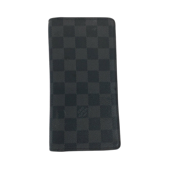 LOUIS VUITTON Long Wallet Purse N62665 PVC black Damier Graphite Portefeuille Braza