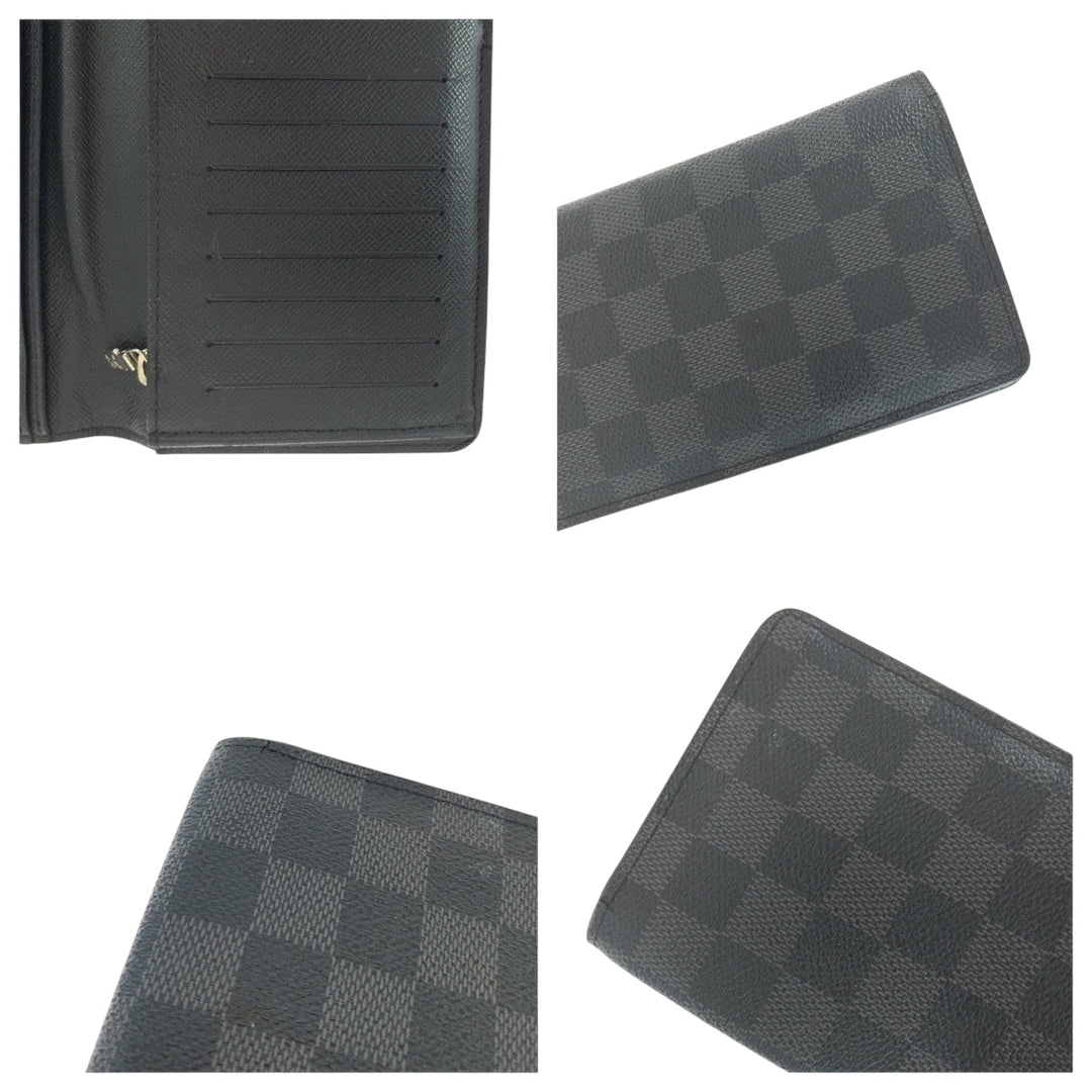LOUIS VUITTON Long Wallet Purse N62665 PVC black Damier Graphite Portefeuille Braza