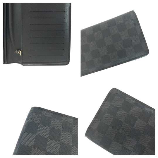 LOUIS VUITTON Long Wallet Purse N62665 PVC black Damier Graphite Portefeuille Braza