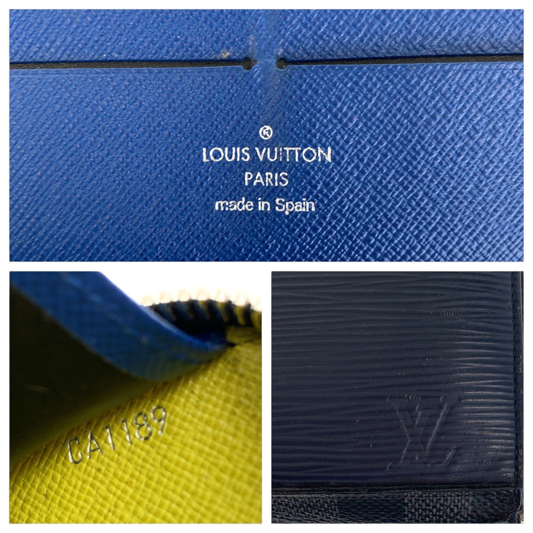 LOUIS VUITTON Long Wallet Purse M68227 leather Navy Epidamier Graffit Zippy Organizer