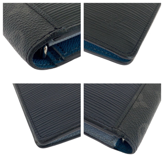 LOUIS VUITTON Long Wallet Purse M67728 Epi Leather , PVC Black Black Gray SilverMetal Long Wallet Purse Monogram Eclipse Epi Portefeuille Braza mens Used Authentic