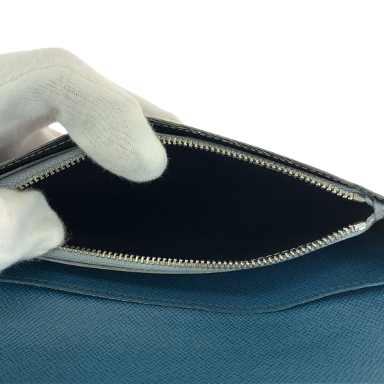 LOUIS VUITTON Long Wallet Purse M67728 Epi Leather , PVC Black Black Gray SilverMetal Long Wallet Purse Monogram Eclipse Epi Portefeuille Braza mens Used Authentic