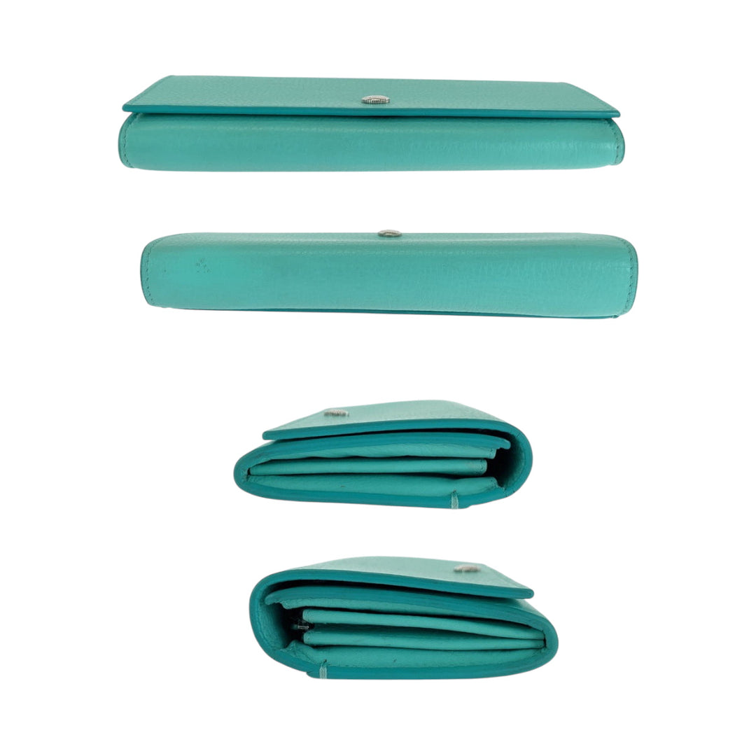 TIFFANY&Co. Long Wallet Purse leather blue Continental