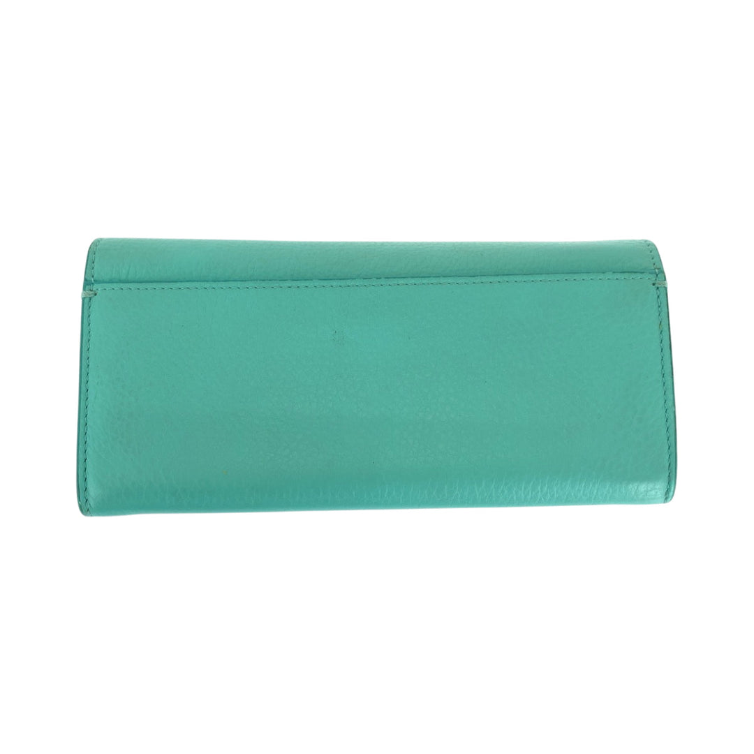TIFFANY&Co. Long Wallet Purse leather blue Continental