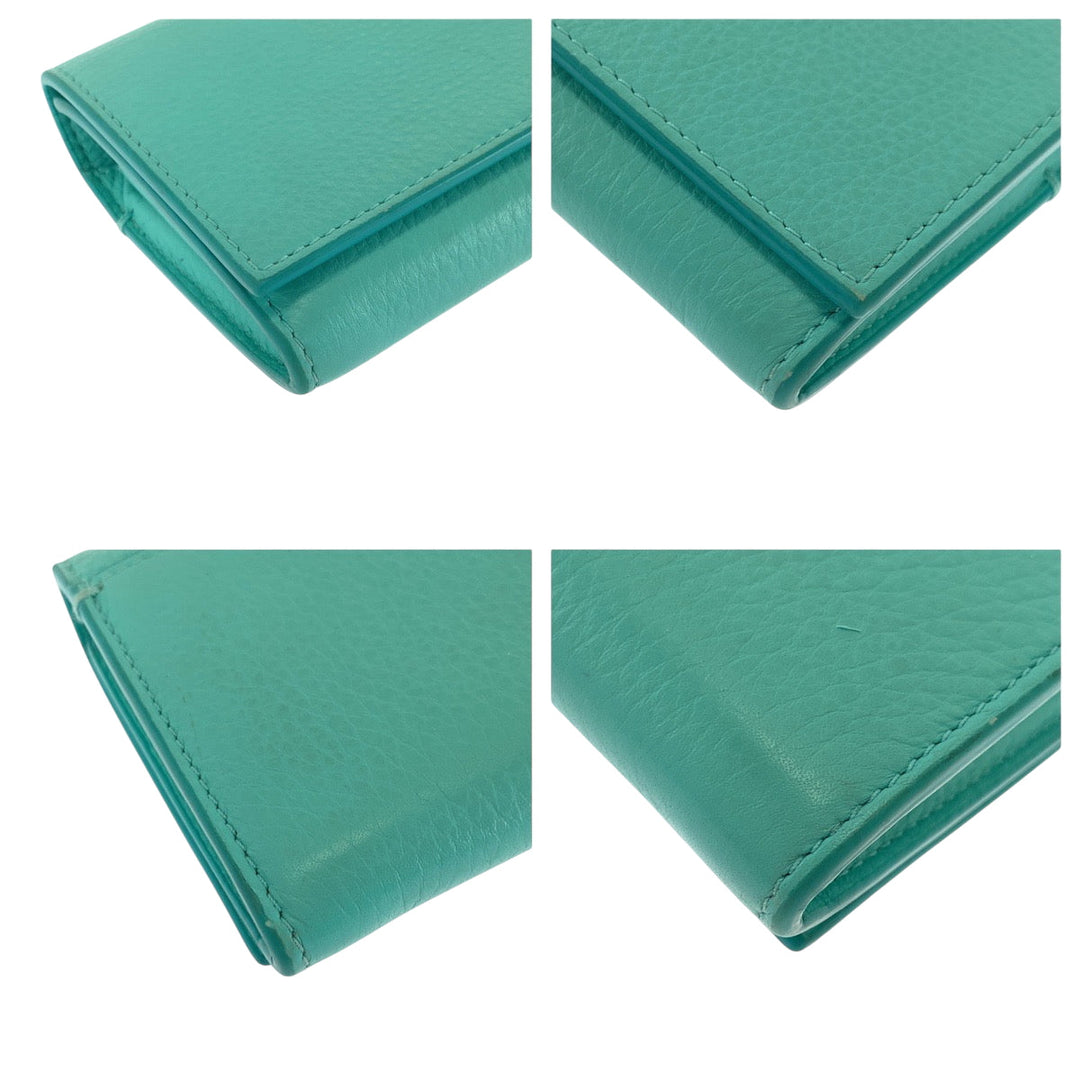 TIFFANY&Co. Long Wallet Purse leather blue Continental
