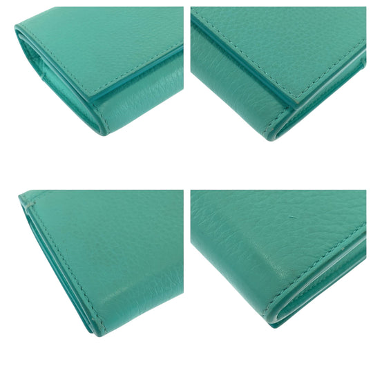 TIFFANY&Co. Long Wallet Purse leather blue Continental