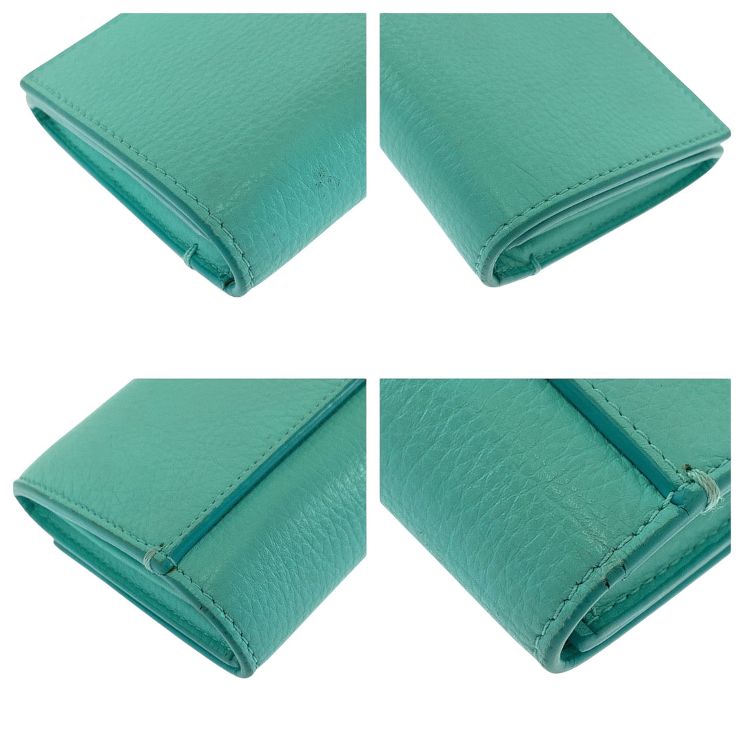 TIFFANY&Co. Long Wallet Purse leather blue Continental