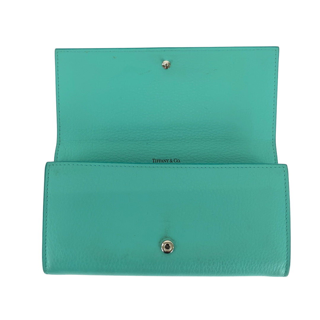 TIFFANY&Co. Long Wallet Purse leather blue Continental