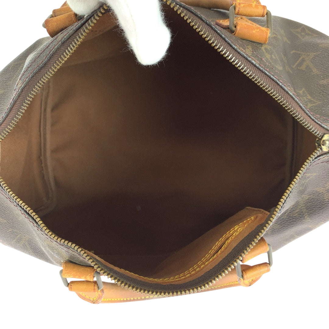 LOUIS VUITTON Handbag PVC Brown Gold Metal Handbags Mini Boston Duffel bag Monogram Speedy 30 Women Used Authentic