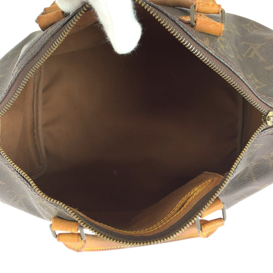 LOUIS VUITTON Handbag PVC Brown Gold Metal Handbags Mini Boston Duffel bag Monogram Speedy 30 Women Used Authentic