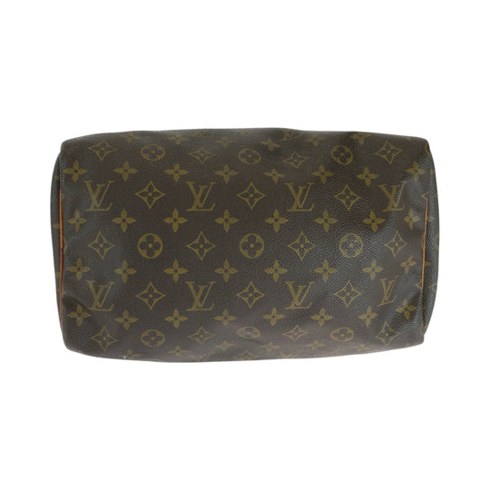 LOUIS VUITTON Handbag PVC Brown Gold Metal Handbags Mini Boston Duffel bag Monogram Speedy 30 Women Used Authentic