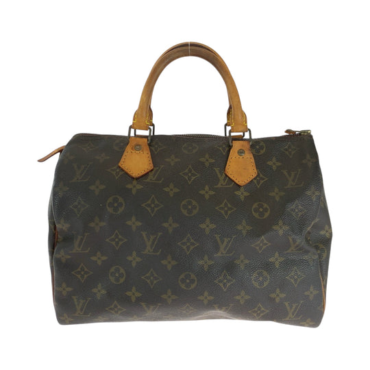 LOUIS VUITTON Handbag PVC Brown Gold Metal Handbags Mini Boston Duffel bag Monogram Speedy 30 Women Used Authentic