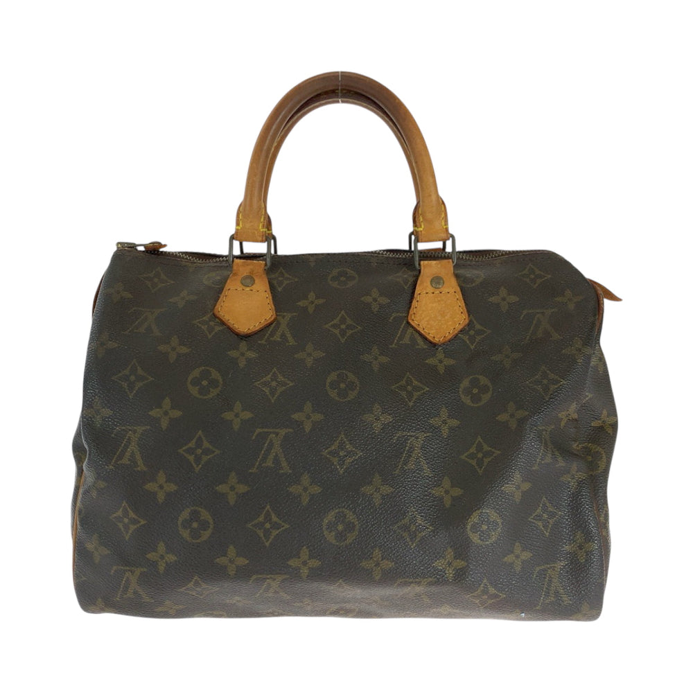 LOUIS VUITTON Handbag PVC Brown Gold Metal Handbags Mini Boston Duffel bag Monogram Speedy 30 Women Used Authentic